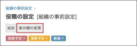 スクリーンショット：[表示順の変更]が枠線で強調されている